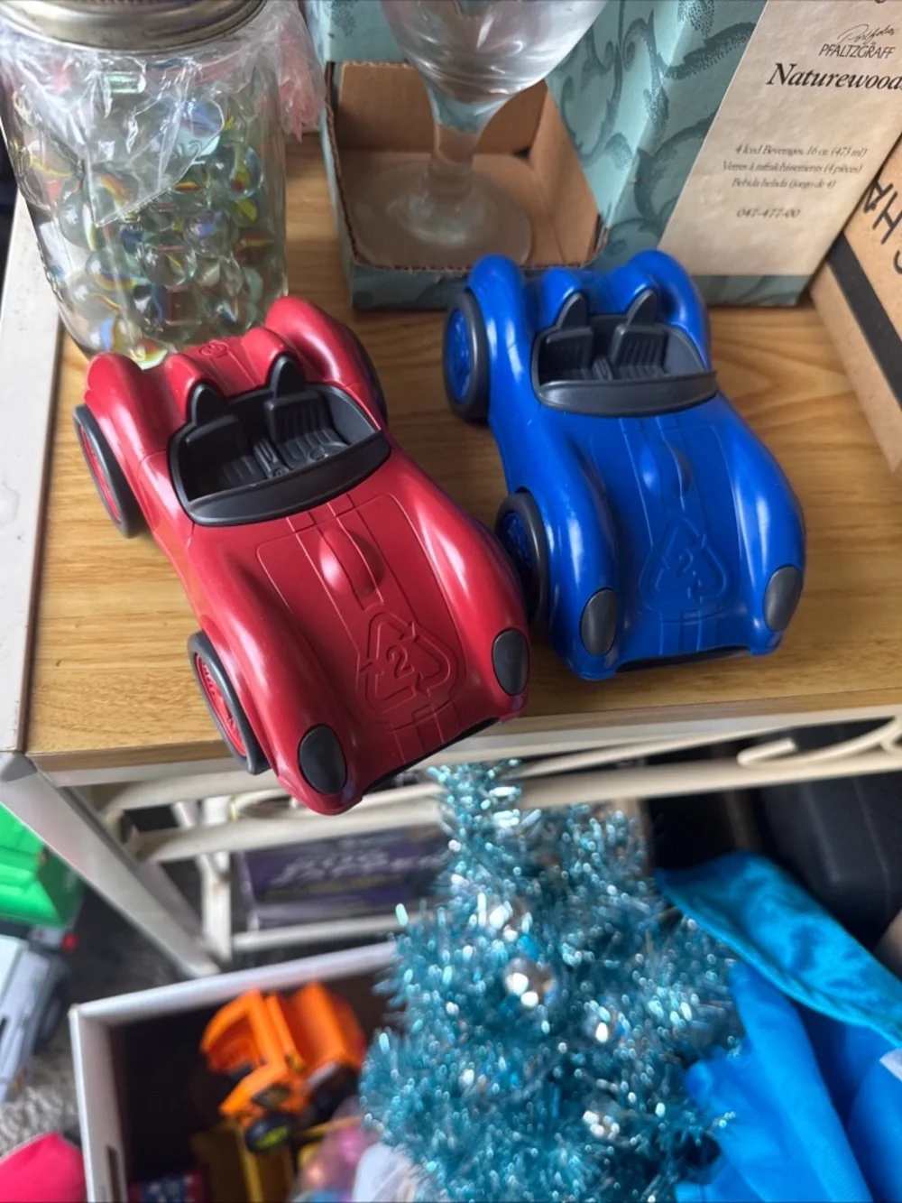 Set of two race cars by Green Toys, made in the USA with 100% recycled materials
